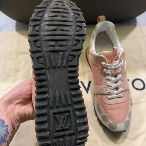 Louis Vuitton Pink and Damier Azur Run Away Sneakers - Picture 10 of 16
